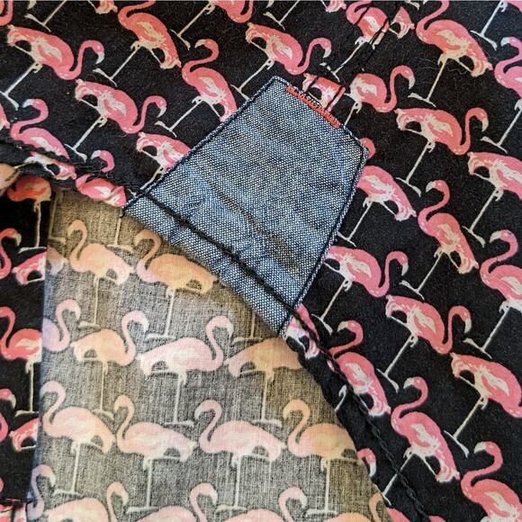Good Vibes men's flamingo shirt black and pink button down slim fit size S - Picture 4 of 8